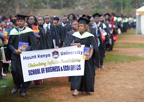 School of Business and Economics students during their procession
